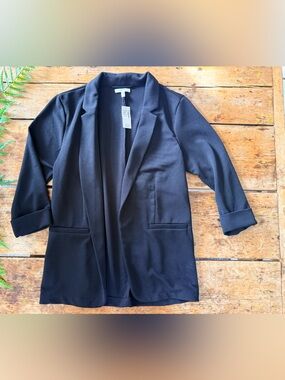 Maurices Black Open-Front Blazer with Rolled Sleeves NWT MRSP $30